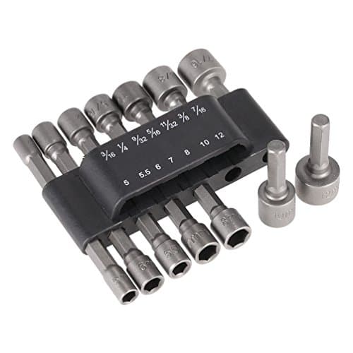 14PCS Pneumatic Strong Power Nut Driver Drill Bit Set with Belt Clip 1/4" Hex Shank SAE Metric Socket Wrench Screw Tool