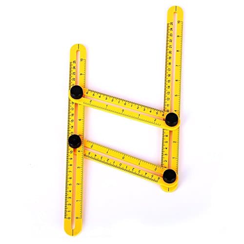 KAIFANG Multi-Angle Ruler, Measuring and Template Tool Flexible Four Folding Plastic Ruler Metric Scale Practical Angleizer Instrument for Builders Craftsmen Tilers Handymen Carpenter Roofers (Length:30cm)