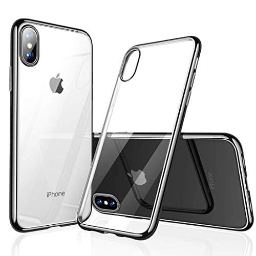 AHADU Crystal Clear iPhone Xs Max Case, Soft TPU Thin Cover Slim Gel Anti-Yellow Anti-Slippery Anti-Scratches Phone Case for iPhone Xs Max 6.5" (2019) - Black