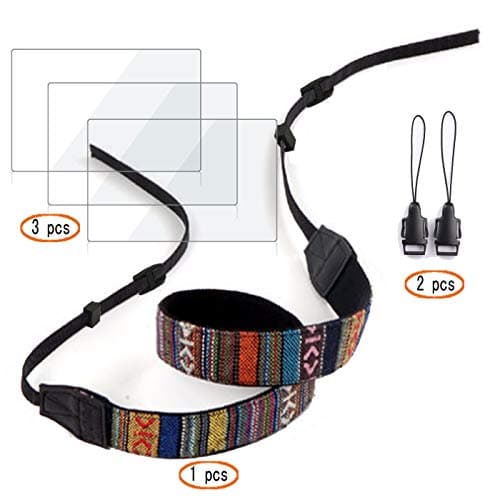 Screen Protector for Nikon D3500 D3400 D3300 D3200 D3100,Hard Tempered Glass (3 Pack) + Shoulder Strap (1 Pack)+Adapter (2 Pack)