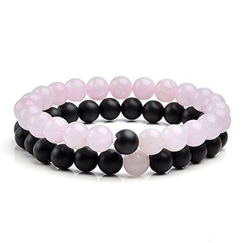 His And Hers Couples Bracelets 7.5" Flexibility Size 8mm Energy Balance Chakra Beads (Pack of 2)