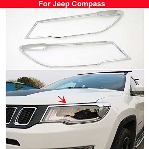 2Pcs ABS Chrome Front Front headlight cover decoration Trim For Compass 2017 2018 2019 2020