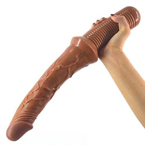16.53 inch Extra Long Double Ended Massager with A Handle Dual Headed Massage Wand Lifelike Toys for Female(Brown)