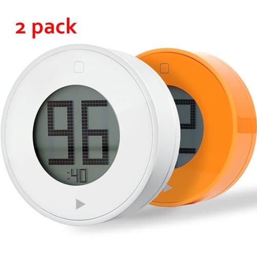 DEERCY Digital Kitchen Timer with Large LCD Display &amp; Built-in Rubber Magnet, the Simplest and Easy-to-use Timer (Orange&amp;White)