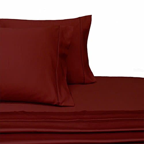 Deluxe and Super Soft Brushed Microfiber Attached Waterbed Sheet Set with Pole Attachment, 4 Piece California King Size, Burgundy