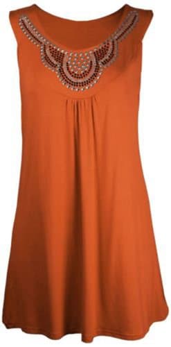 Women's Sleeveless Stud Long Vest Top Plus Size