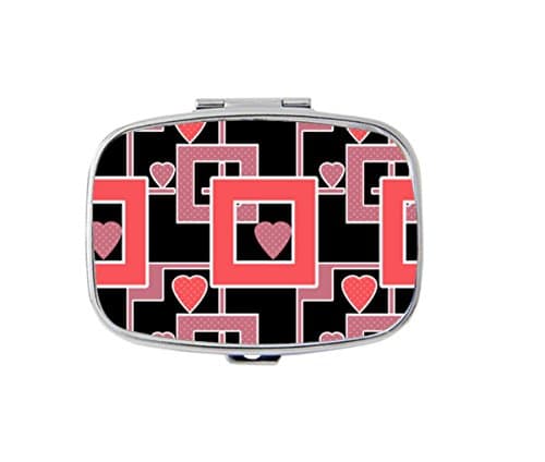 Udoosun Bright Geometric Hearts Pill Box Case Custom Personlized Rectangular Tablet Medicine Pocket Purse Travel Pill Vitamin Decorative Box Case Holder