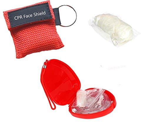 EYLEER CPR Face Shield Mask with One-Way Breath Valve CPR Pocket Resuscitator Breathing Barrier with Disposable Gloves Keychain Kit for First Aid CPR Training Emergency Rescue, Hard Case with Wrist St