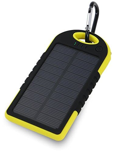 JYBO Tech Solar Battery Charger - Updated 2015 Version - 5000 mAh Weatherproof Portable Battery Pack With Backup Solar Panel - Works With iPhone, iPad, Samsung Galaxy, Blackberry, Tablet, Kindle, GPS, Or Any Other USB Device - 100% Satisfaction Guaranteed - (Black/Yellow)