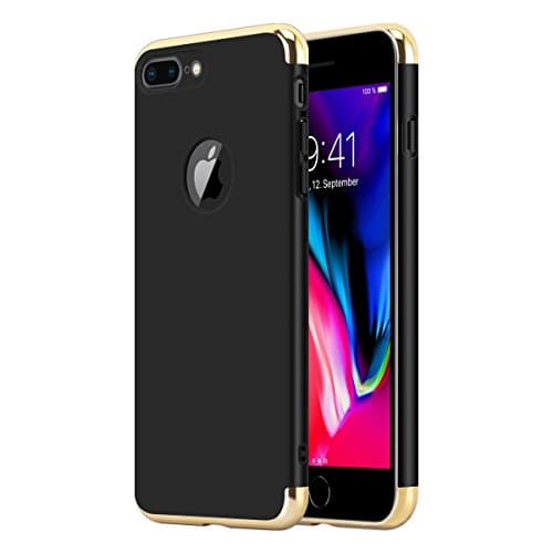 iPhone 8 Plus Case, CASELEAF 3 in 1 Stylish Ultra Thin And Slim Hard Case [Support Wireless Charging] Coated Non Slip Matte Surface with 3 Detachable Parts for Apple iPhone 8 Plus [Black]