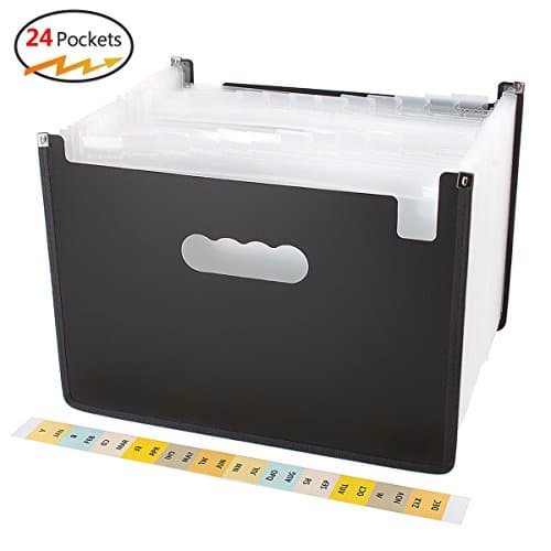 HJSMing 24 Pocket Large Capacity Expandable Plastic Folders/Multicolor Folders/A4 Accordion File Manager/Business Folders Organizer Office File Organizer Bag