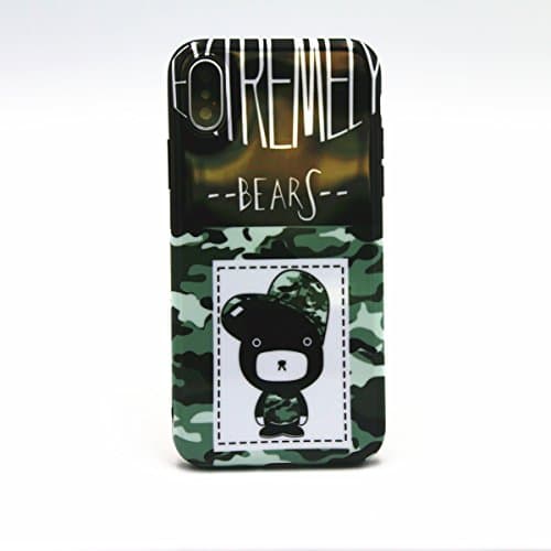 iPhone X Case, Shiny Flexible Soft TPU Anti-scratch Protective Smooth Back Case Cover for iPhone X 5.8inch (Camo-Bear#2)