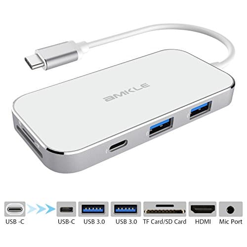 USB C Hub,8-in-1 Multiport Hub Adapter,USB-C 3.1 to Type C Charging Port,4K HDMI Output,SD/TF Card Reader,3.5mm Audio Jack,2XUSB A 3.0 Ports,Macbook Dongle for MacBook Pro &amp; More Type-C Devices