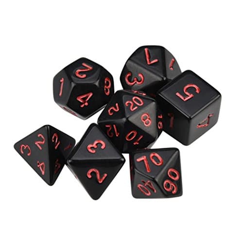 Yeefant 7Pcs Funny TRPG Game Dungeons Dragons Polyhedral Multi Sided Acrylic Dice Fun Game Gift Chores Decider for Party Play Toys,Red