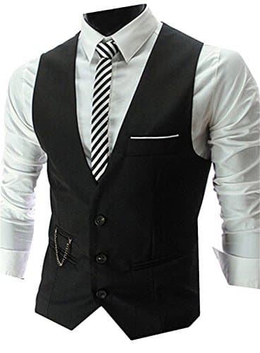 Eault Slim Men's Tailored Suit Separate Vest BlackUS Medium Comfortable