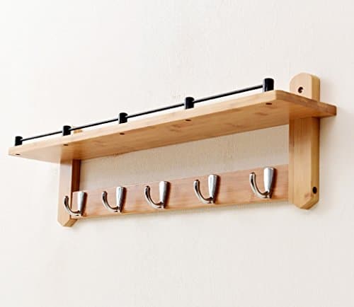 Popa Coat Racks Wall Coat Racks, with Shelf Wall Mounted Storage for Clothes, Towel, Hats, Scarves,Display Shelves (Size : 66cm)