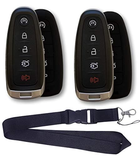 (5 PACK BUNDLE) Replacement Keyless Entry Car Remote Start Smart Key Fob for Ford Lincoln M3N5WY8609 + 1 FREE LANYARD + 2 X SILICONE CASE
