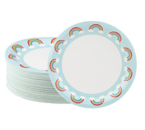 80pcs Disposable Party Plates Set Rainbow Theme 23 cm