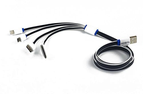 Turbold 4 in 1 Multi USB Charging Cable for iOS and Andriod Devices - 3-Feet - White &amp; Black
