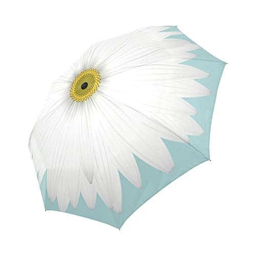 Funny White Daisy Automatic Foldable Umbrella Daily Use Travel Use Gift Choice For Christmas/New Year/ Birthday or any Holidays and Festivals