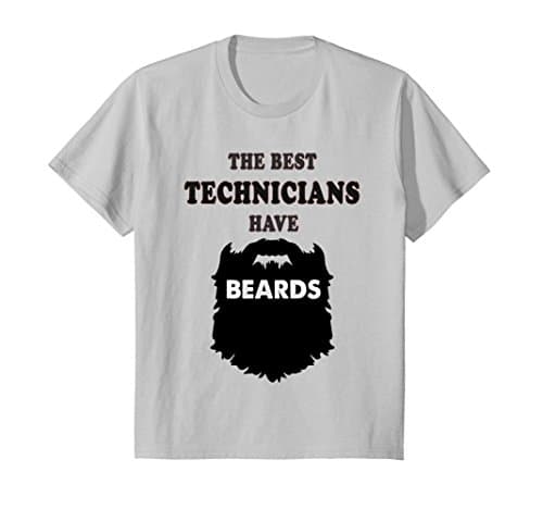 Kids bearded Technician gift tshirt, beard Technics men tee shirt 4 Silver
