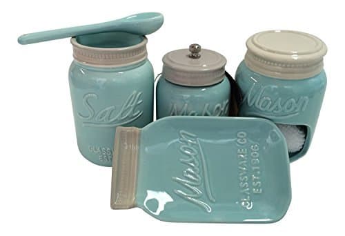 Mason Jar Ceramic 5 Piece Kitchenware Set Turquoise by Mason Jar