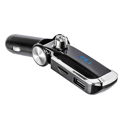 Bluetooth FM Transmitter Wireless In-Car FM Adapter Car Kit with USB Car Charger for iPhone, Samsung Android Smartphone