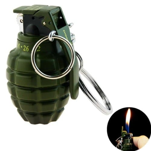 Hand Grenade Refillable Butane Lighter with Extra Flint(Green)