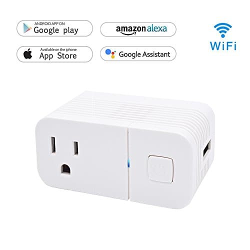 Smart Plug Mini, Wi-Fi Enabled Socket, Compatible with Alexa&Google Assistant, Switch On/Off your Devices from Anywhere, No Hub Required, Timing Function, with USB Port