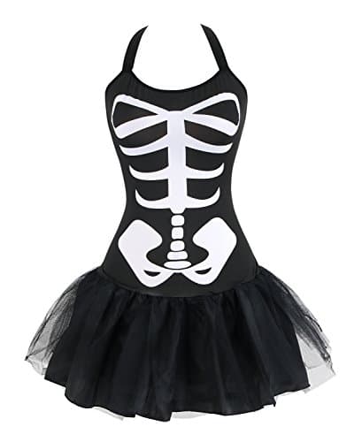 Ecilu Women's Pattern Skeleton Halloween Black Large