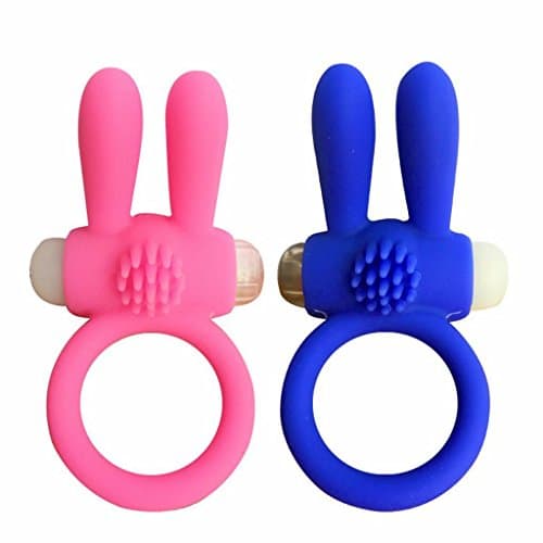 CC3ED Vibrating Bunny Ring Delay Ejaculation Stimulation Toys for Men - 2 Pack