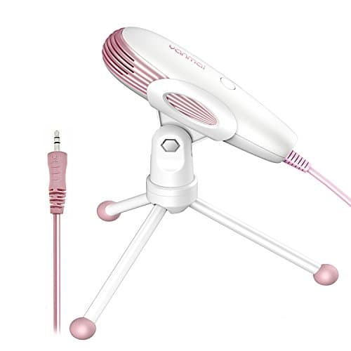 DricRoda 3.5mm Plug & Play Condenser Microphone,Adjustable Modern Streamline Personal Studio PC Recording Microphone with Headphone Splitter for iPhone Android Laptop Computer Video Chatting Singing