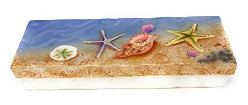 Kubla Craft Seashells on Beach Capiz Shell Keepsake Box, 9 Inches X 3 Inches