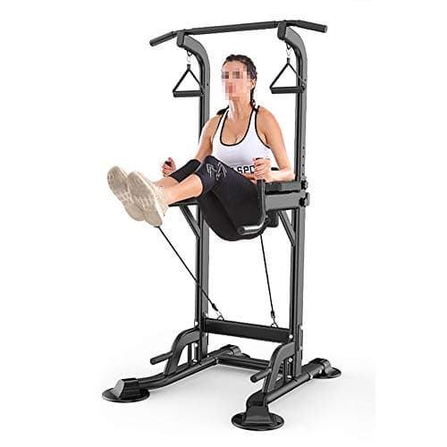 Canyixiu Heavy Duty DIP Stand, Multi-Function Power Tower with Vertical Knee Raise Dip Station Push-Up Station for Ropes & Slings, Sit-ups (Color : Black, Size : 2309097CM)