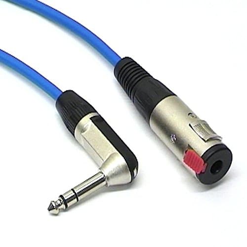 6m TRS 1/4" Jack Socket to Right Angled Plug, Extension Cable, Blue