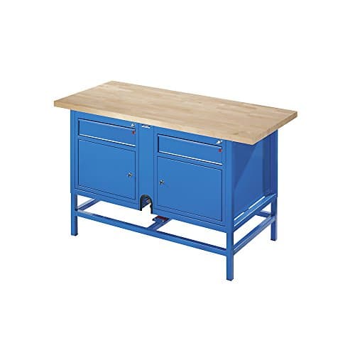 Workbench, height adjustable, WxD 1500 x 700 mm, 2 drawers, 2 cupboards.