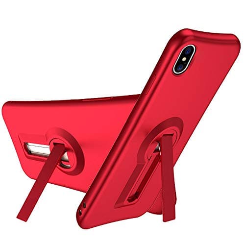 iPhone Xs Case, iPhone X Case, NOHON Kickstand Case [Vertical and Horizontal Stand] [Reinforced Drop Protection] with Flexible TPU Bumper for iPhone X XS - Red