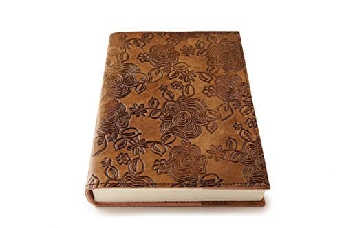 Leather Refillable Notebook Journal Floral Embossed 8" x 6" Handmade Paper 100 Pages