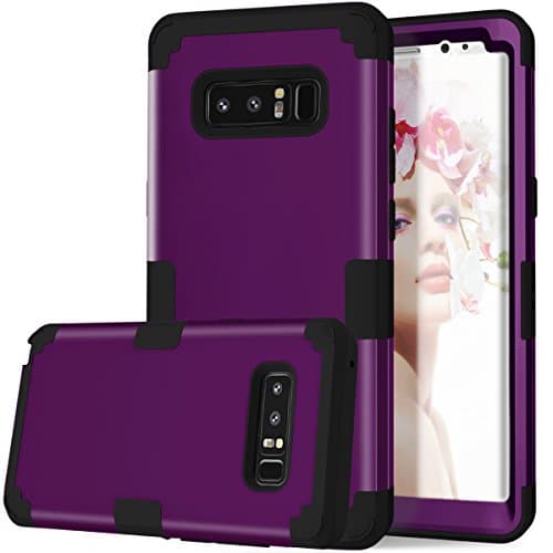 Galaxy Note 8 Case, Asstar 3 In 1 [Soft silicone+ Hard PC] Shockproof Hybrid High Impact Full Body Heavy Duty Protective Cover for Samsung Galaxy Note 8 2017 (Purple+Black)