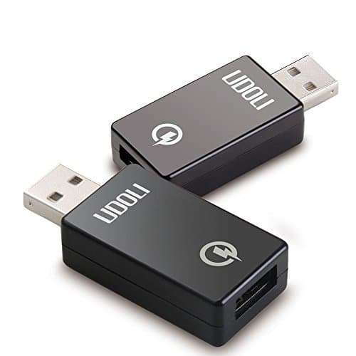 Quick charge 2.0 USB Adapter, Converts USB2.0 Type-A Male input to USB Quick charge 2.0 Type-A Female, Works for Samsung S7/S6/Edge, Note 4/5 and More, 2-Pack