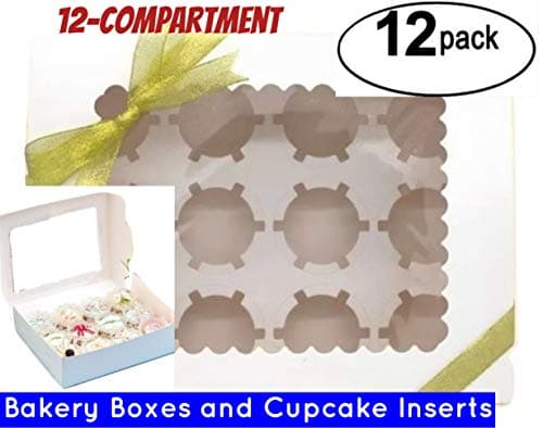 cupcake boxes with inserts 12 Window Bakery Cupcake Box With Insert, Bakery Boxes for Cupcakes with Display Window 12 Pack paper cupcake boxes with window and inserts 12 (12, 14" x 10" x 4")