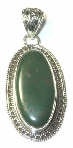 Blood Stone Sterling Silver Oval Pendant