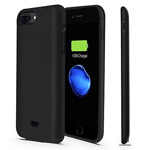 iPhone 7 Plus/8 Plus Battery Case-Support Lightning Port Headphones,CHYING 4200mAH Ultra Slim Portable Extended Charger,For iPhone 7 Plus/8 Plus/With Audio Power Juice Charging Case Pack--Pure black