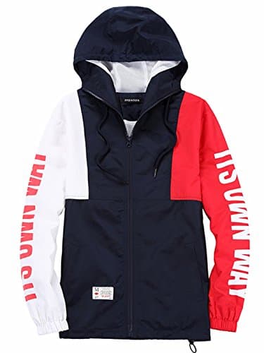 Bestmail Mens Split Floral Printed Windbreaker Pullover Jacket