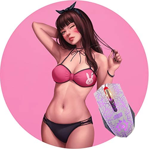 Anime Mouse pad Premium Quality Pattern Anti Slip Beautiful Pattern for Desktops, PC and Laptops, Customized Round Mouse Pad for Office and Home (Pink Girl)