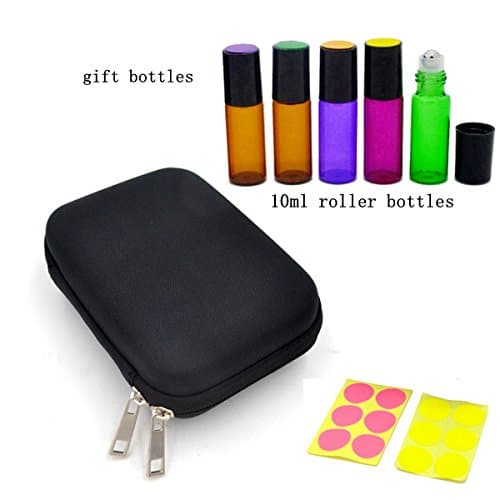 Portable Essential Oils Storage Carrying Case Hard Shell Organizer Bag Travel Carrier Holds 10 Bottles Young Living &amp; doTERRA, Perfect for 5ml - 10ml Roller Bottles and 5ml Orifice Bottle, Black
