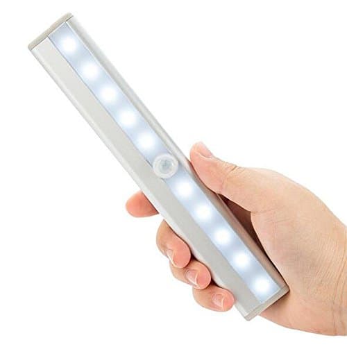 weget 10-led Motion Sensing with Magnetic Strip Wireless sensor Stick-on Anywhere Under Cabinet Lighting Portable LED Night Light Stairs Light Battery Operated (10 leds -1 pack)