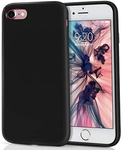 MILPROX iphone 7 case, iphone 8 case, iphone 7 silicone case, [Pretty Series] Liquid Silicone Case Soft Microfiber Cloth Lining Cushion Cover, iphone 8 silicone case - Black