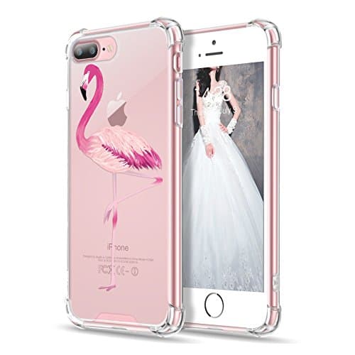 iPhone 7 Plus Case, iPhone 8 Plus Case, Sankton Design Pattern Printed Matte Plastic with Soft TPU Bumper Phone Case Cover for Apple iPhone 7 Plus / iPhone 8 Plus 5.5-Inch (Flamingo)