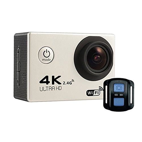 USAQ 4K WiFi Action Camera with Complete Accessory Package and Remote Waterproof Case - Silver